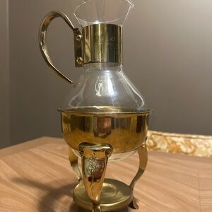 Elegant Gold and Glass Coffee Carafe
